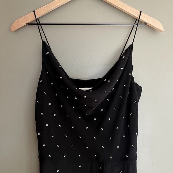 Veronica Beard Charlene Studded Crepe Dress Black Gold Size 2 Drapey Embellished - Picture 6 of 16